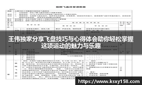 王伟独家分享飞盘技巧与心得体会助你轻松掌握这项运动的魅力与乐趣